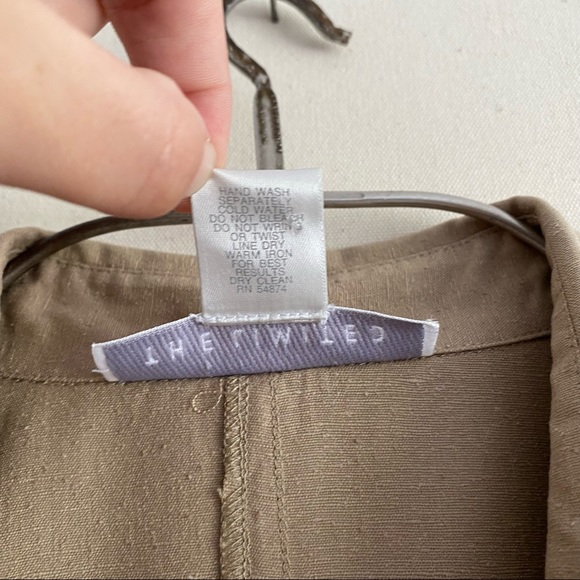 Vintage 90s The Limited Beige Raw Silk Button Front Collared Midi Safari Dress - Picture 12 of 12